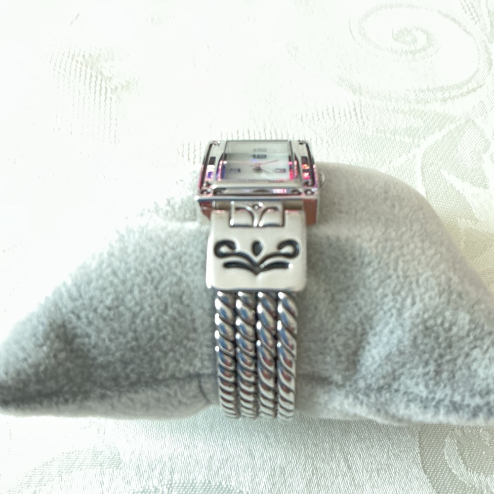 Women’s Rectangle Face Silver Plated Cuff Bangle … - image 3